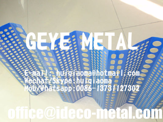 3 قمم سياج الغبار الرياح، الحاجز الهوائي الفولاذي لسيطرة الغبار في مناجم الفحم، الحاجز الهوائي المثقوب المزود